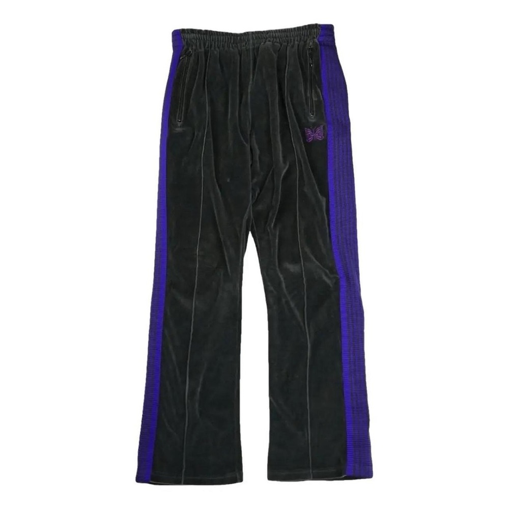needles :Black and purple velvet track pants